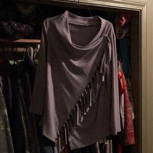 Small very dressy wrap grey long sleeve shirt